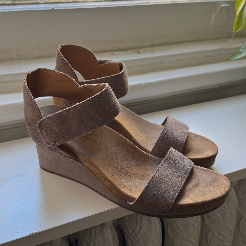 Lucky Brand Brown Suede Wedge Sandals